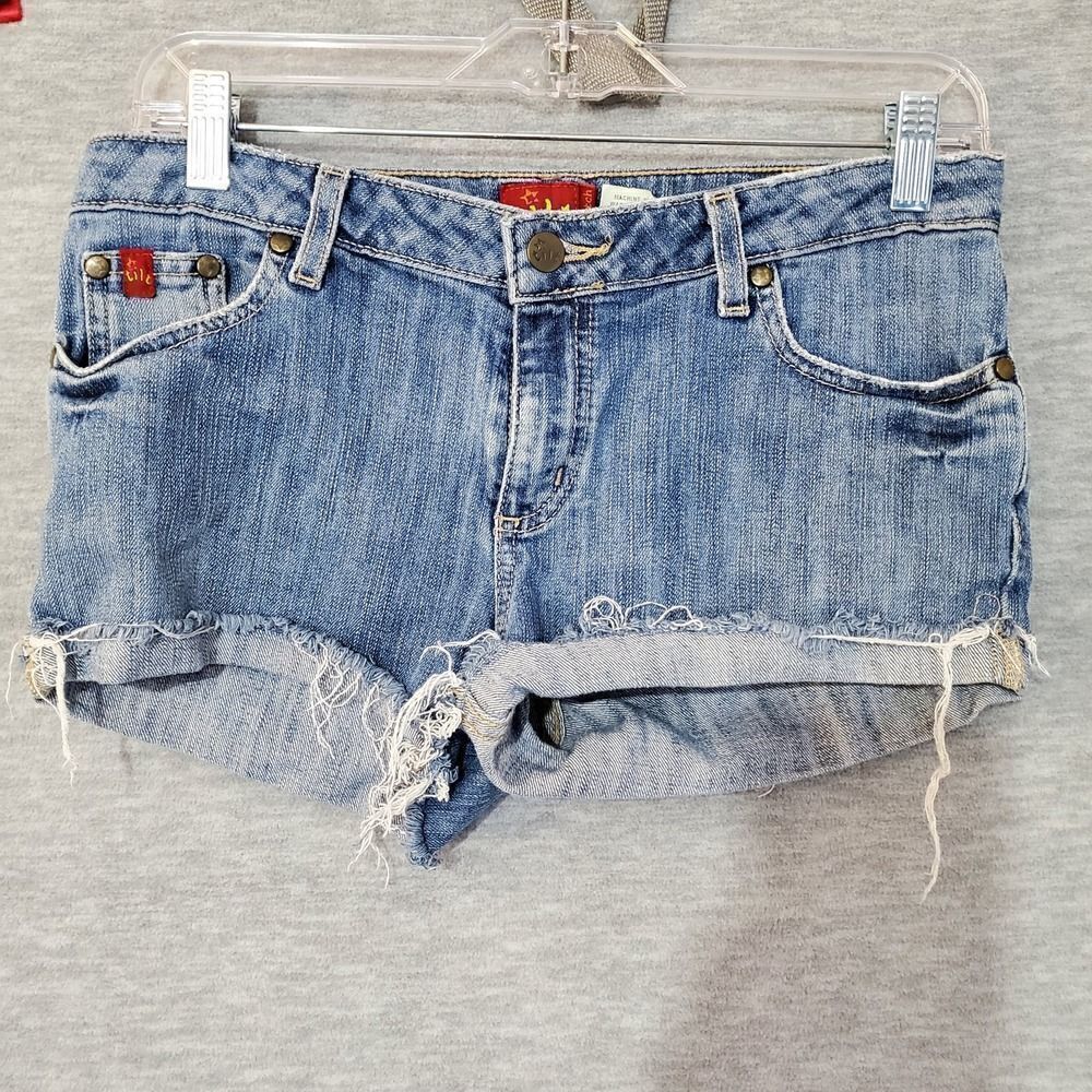 Tilt Jean Shorts Womens 7L Blue Distressed Stretch Cut Off Denim
